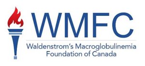Logo de la Fondation canadienne de la macroglobulinémie de Waldenstrom (WMFC), représentant une torche bleue avec une flamme rouge et le nom de l’organisation en bleu.
